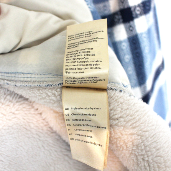 Scotch & Soda Blue White Aztec Check Sherpa Lined Corduroy Jacket Small Shacket - Picture 8 of 8